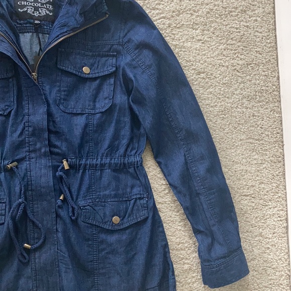 Hooded, Front Zip Denim Jacket - Picture 3 of 10